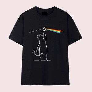 Pink Floyd Cat Dark Side Of The Moon Funny Black Unisex T-shirt 169
